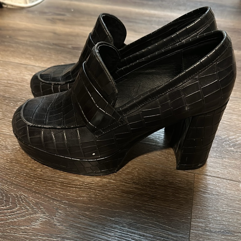 Jeffrey Campbell crocodile platform loafer black size 9 - Picture 3 of 5